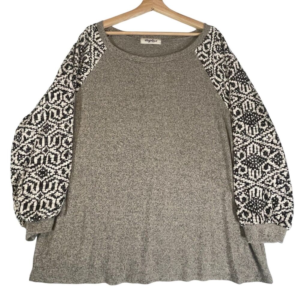 Haptics By Holly Harper Knit Top Size 3XL Long Sleeve Multicolored Womens Plus